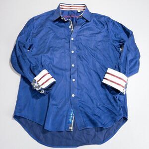 Robert Graham Shirt Mens Medium Tailored Fit Flip Contrast Cuff Button Front